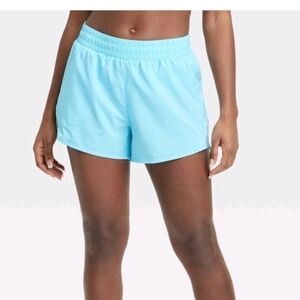 Women's Woven Mid-Rise Run Shorts 3" - All In Motion Light Blue XS